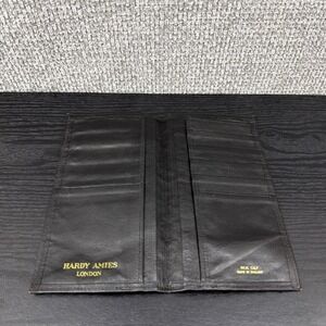 Hardy Amies London Black Calf Leather Wallet Made In England Card & Cash Slots‎